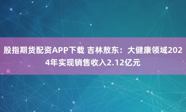 股指期货配资APP下载 吉林敖东：大健康领域2024年实现销售收入2.12亿元